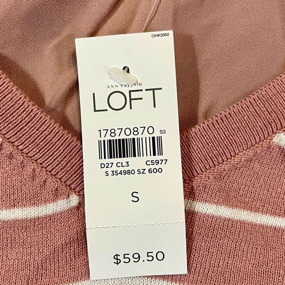 NWT Women’s Pink LOFT Striped Sweater Flow Back Small - Picture 8 of 11